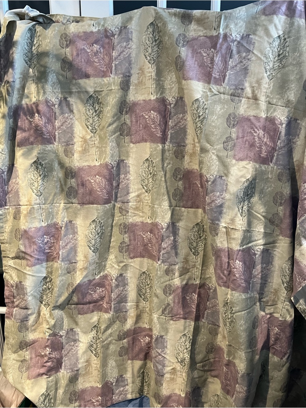 Leaf Sage and Mauve Fabric Shower Curtain